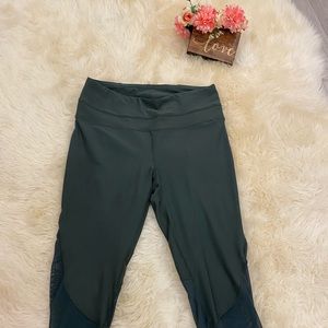 Olive green leggings - mesh bottom